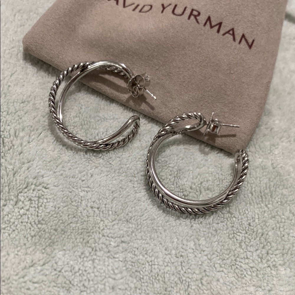 David Yurman Crossover Hoop Earrings In Sterling Silver